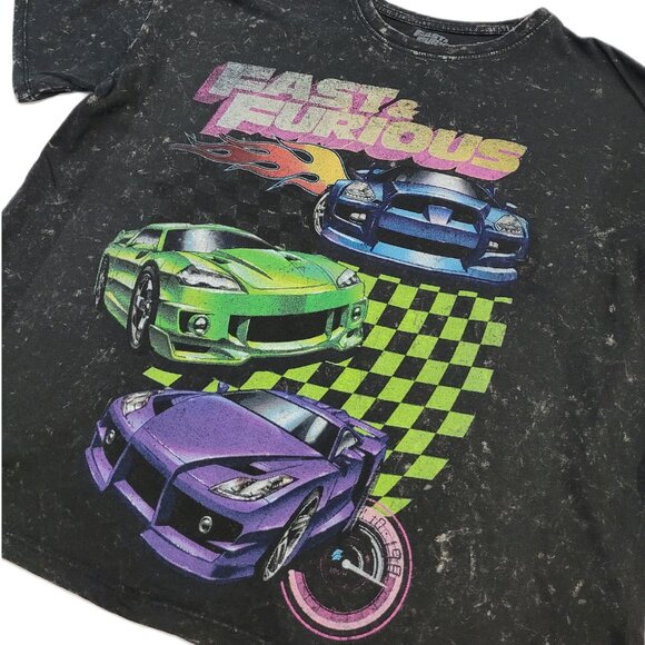 Fast & Furious Cars Tie Dye Crop Top - Picture 2 of 4